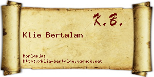 Klie Bertalan névjegykártya